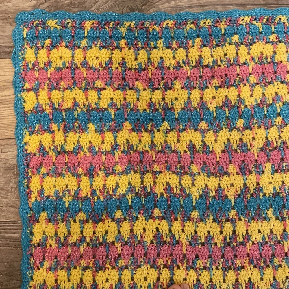 Handmade Crochet Multicolor Throw Blanket‎ 40x42
